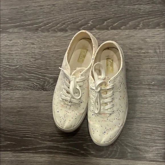 Keds Soft White Sneakers with Colorful Speckles.  B10 - Picture 2 of 9